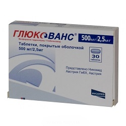 Таблетки Глюкованс 500 мг/2,5 мг